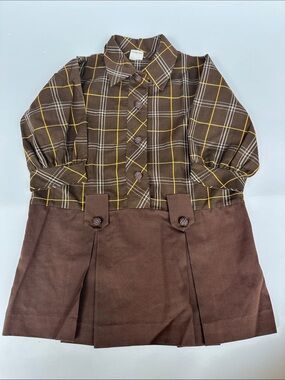 1970s Sears Perma-Prest Mod Plaid Dress Tagged Size 4 Fits Approx. 12–18M